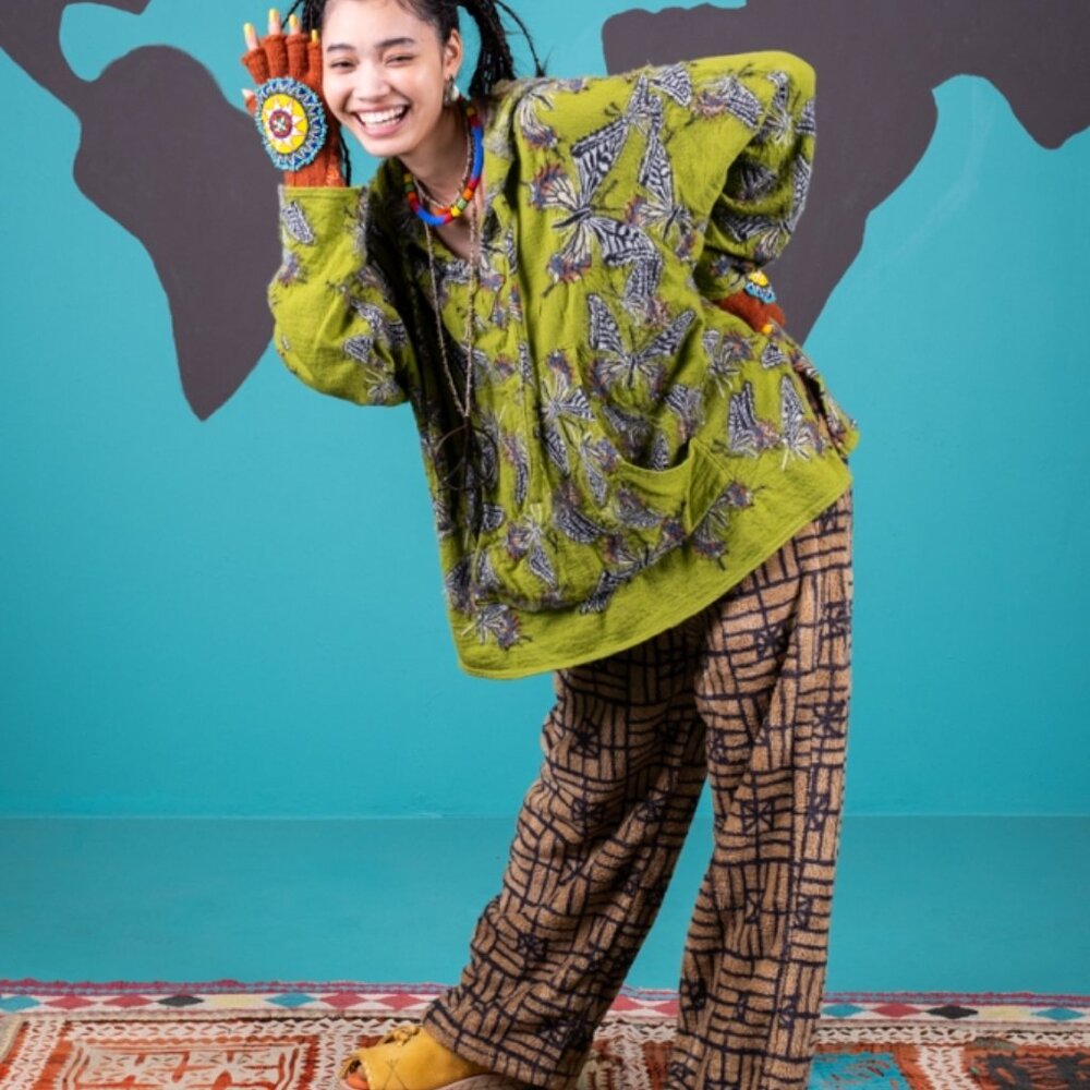 Kapital Made in Japan One Size Butterfly Print Pullover Hoodie